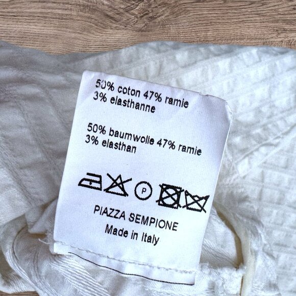 Piazza Sempione Audrey White Textured Cropped Pants Made in Italy Size 48 /US 12 - Picture 6 of 7